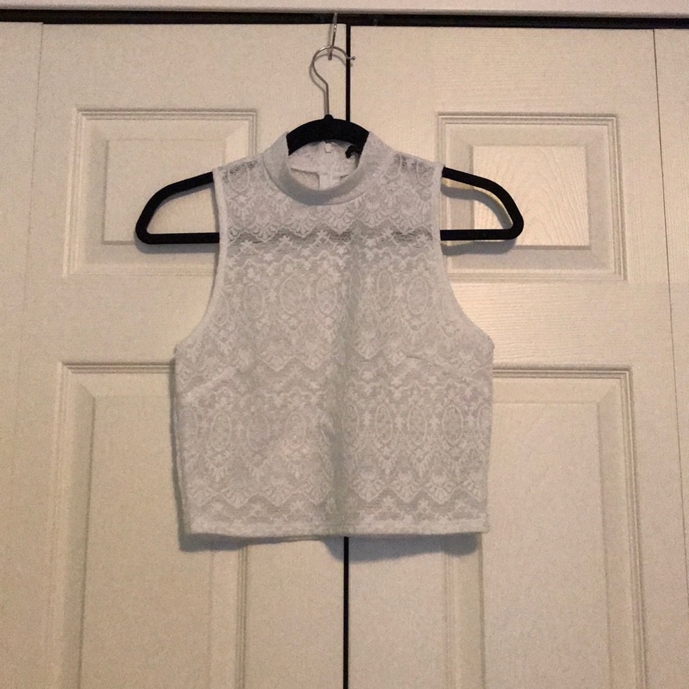 White sheer crop top
